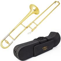 Trombone Glory GTD-2 B de latão plano com estojo e bocal 12C