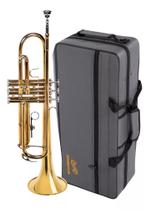 Trompete Sib Dourado Laqueado - Dominante Estojo Luxo Trompete Sib Dourado Laqueado - Dominante Estojo Luxo