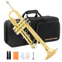 Trompete Soulmate Bb Standard para iniciantes com estojo e kit de limpeza