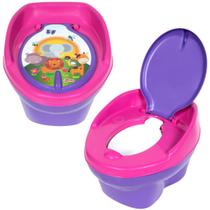 Troninho 3x1 Lilás E Rosa Infantil Para Bebê Peniquinho Pinico Assento Redutor Bichinhos Styll Baby