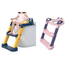 Troninho Com Escada Infantil Assento Redutor Vaso Sanitário Criança Elevação Bebe Banheiro Casa Aprendizado Tema Sapinho