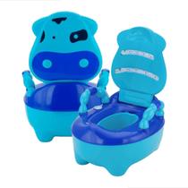 Troninho Infantil com Música Prime Baby Fazenda Penico Educativo com Depósito Removível Antiderrapante e Alças Giratórias para Desfralde Azul
