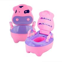 Troninho Infantil com Música Prime Baby Fazenda Penico Educativo com Depósito Removível Antiderrapante e Alças Giratórias para Desfralde Rosa