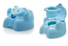 Troninho Pinico Azul Urso Com Tampa para Bebê