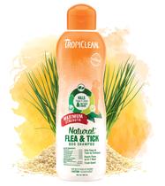 TropiClean Natural Flea & Tick Shampoo de Força Máxima para Cães, 20oz - Mata Pulgas, Carrapatos, Larvas, Ovos por Contato - Tratamento Sem Sabão para Prevenção de Pragas - Feito com Óleos Essenciais - Made in USA