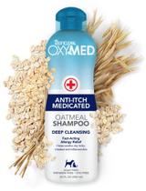 TropiClean OxyMed Medicated Anti Itch Shampoo para animais de estimação, 20oz - Made in USA - Shampoo para cães medicado de aveia para alergias e coceira - Pára a coceira rápida