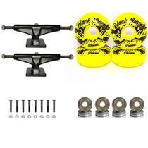 Truck Skate 139mm Roda Amarela 53mm Rolamento Abec5 Parafuso