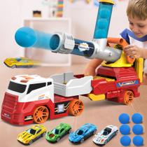 Truck Toy Dwi Dowellin para crianças com 28 carros, luz e som - VERMELHO