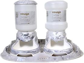 Truqys Pet Kit Bandeja com Comedouro e Bebedouro Automático Mármore Carrara Truqys Pet Kit Bandeja com Comedouro e Bebedouro Automático Mármore Carrara