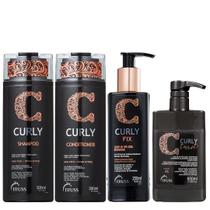 Truss Curly Kit Shampoo Condicionador Fix Ativador de Cachos e Twist Leave-in 650ml