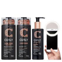 Truss Curly Kit Shampoo Low Poo Condicionador Light Ativador de Cachos 250ml e Selfie Ring Light