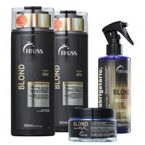 Truss Kit Blond completo - Shampoo 300ml, Condicionador 300ml, Máscara 180g, Reconstrutor 260ml (4 produtos)