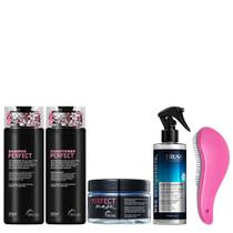 Truss Perfect Kit Shampoo Condicionador Máscara Uso Obrigatório Reconstrutor 260ml e Escova