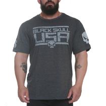 Tshirt american flag cinza - black skull - clothing (xgg2)