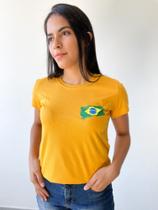 Tshirt Bandeira do brasil feminina tamanho M cor amarelo Mel