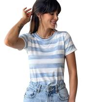 Tshirt basic tl listrada branco e azul Tshirt basic tl listrada branco e azul