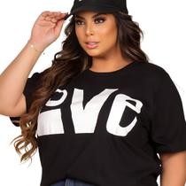 Tshirt Blusa Camiseta Feminina Plus Size Love Confortável Moderna Malha Algodão Premium Luxo MATRIZ