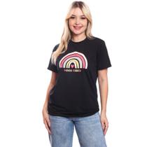 Tshirt Blusa Feminina Arco Iris Estampada Camisa Preto Tshirt Blusa Feminina Arco Iris Estampada Camisa Preto