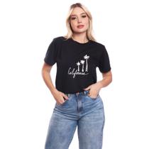 Tshirt Blusa Feminina Coqueiros California Estampada Preto Tshirt Blusa Feminina Coqueiros California Estampada Preto