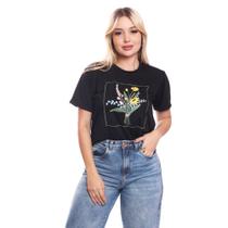 Tshirt Blusa Feminina Flores Retângulo Estampada Preto Tshirt Blusa Feminina Flores Retângulo Estampada Preto