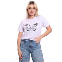 Tshirt Blusa Feminina Life is Good Estampada Manga Curta Camiseta Camisa Branco Tshirt Blusa Feminina Life is Good Estampada Manga Curta Camiseta Camisa Branco