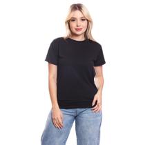 Tshirt Blusa Feminina Lisa Estampada Manga Curta Camiseta Camisa Preto