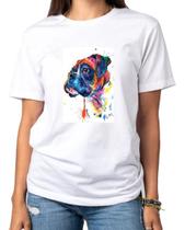 Tshirt Boxer aquarela - cão - cachorro - Camiseta Branca - camisa unissex - feminina