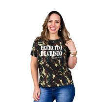 Tshirt Camiseta Feminina Camuflada Exército de Cristo Tshirt Camiseta Feminina Camuflada Exército de Cristo