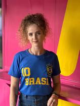 Tshirt Feminina Brasil Azul 100% Algodão