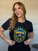 Tshirt Feminina Brasil Preto 100% Algodão
