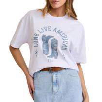 Tshirt Feminina Oversized TXC Branca Cor:BrancaTamanho:GG Tshirt Feminina Oversized TXC Branca Cor:BrancaTamanho:GG