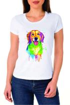 Tshirt Golden aquarela - cão - cachorro - Camiseta Branca - camisa unissex - feminina Tshirt Golden aquarela - cão - cachorro - Camiseta Branca - camisa unissex - feminina