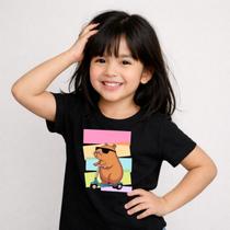 TShirt Infantil ESTAMPADA CAPIVARA DE PATINETE 100 Algodão InfantoJuvenil Camiseta Básica