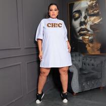 TShirt Oversized Feminina Plus Size Estampa Moderna Casual Passeio Balada Dia a Dia