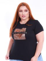 Tshirt Plus Size Aplicação Onça Life Love