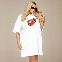 TShirt Plus Size Oversized Algodão Estampa Moderna Casual Passeio E Dia A Dia