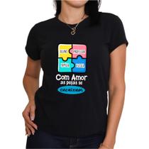 Tshirts autismo babylook preta plus size camiseta feminina atípico amor escola inclusão Tshirts autismo babylook preta plus size camiseta feminina atípico amor escola inclusão