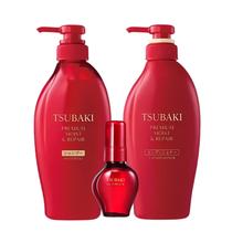 Tsubaki Premium Moist e Repair Shampoo 450ml + Condicionador 450ml + Oleo Capilar Camellia 60ml Tsubaki Premium Moist e Repair Shampoo 450ml + Condicionador 450ml + Oleo Capilar Camellia 60ml