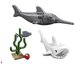 Tubarão-Branco e Peixe-serra LEGO (com Planta Marinha, Joia e Peixe) 60095