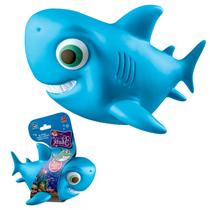 Tubarão De Brinquedo Vinil Macio Bebê Mordedor Grande Shark Family Banho Azul