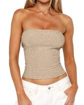 Tube Top Cioatin Y2K Sparkle Glitter Bandeau sem alças para mulheres