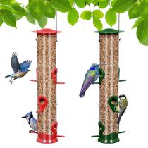 Tubo de alimentação de pássaros MIXXIDEA 47 cm, 6 portas, vermelho e verde