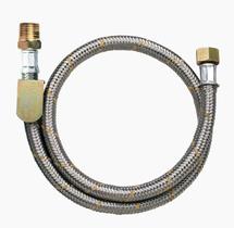 Tubo de Borracha Trançado em Aço Inox Nbr 14955 - 1,50m - Roscas 1/2 exi - Glp e Gn