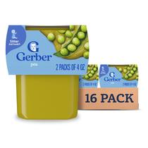 Tubo de purê de ervilhas Gerber Stage 2 Peas para alimentos para bebês, 128 ml, pacote com 16