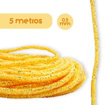 Tubo De Strass Com Glitter Amarelo - Para Tiara E Laço - Rolo Com 5 Metros - Nybc