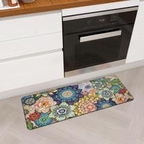 Tubo de tapete de cozinha em espuma viscoelástica floral 44x120cm à prova d'água
