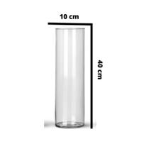 Tubo De Vidro Cilíndrico 40x10 cm Vaso Decorativo De Vidro. Mesa , Natal Castiçal