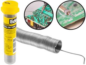 Tubo Fio De Solda 25g P/ Eletrônicos Reparos Manutenção Estanho Com Resina Ativada Ponta 1mm