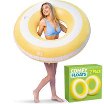 Tubo inflável gigante Pool Float Comfy Floats, pacote com 2 unidades, amarelo