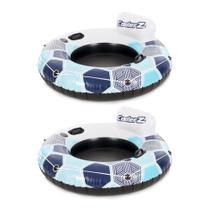 Tubo interno inflável River Lake Pool Float Bestway CoolerZ Rapid Rider Blue Hexagon com encosto, pacote com 2 Tubo interno inflável River Lake Pool Float Bestway CoolerZ Rapid Rider Blue Hexagon com encosto, pacote com 2